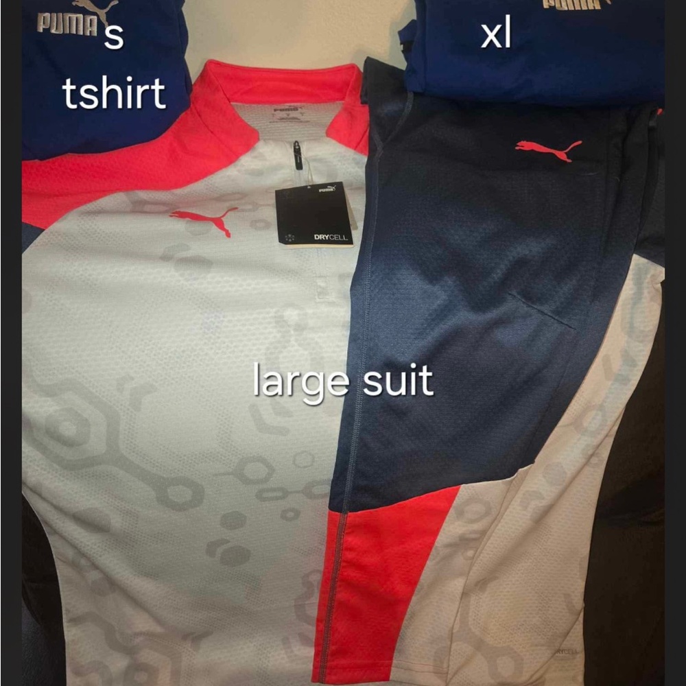 Puma Men's Large Tracksuit - White and Navy